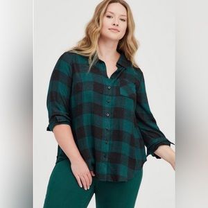 TORRID Relaxed Fit Brushed Rayon Button-Up Shirt SIZE 1 / 1XL / 14